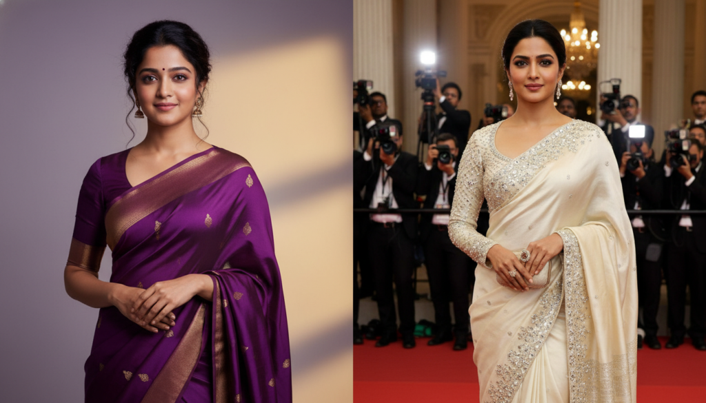 South Indian Queens: Sai Pallavi’s Purple Saree, Samantha’s Power Moves, and Rashmika’s Villain Era