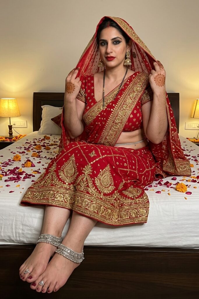 Top 10 Indian Beautiful Bride Wedding Bedroom Rest Ai Prompt